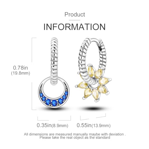 14k Gold Plated Star Moon Sun Huggies Hoops Earrings for Woman | 925 Sterling Silver Cubic Zirconia Twisted Cross Hoop Post Chunky Small Tiny cuff Earring Gift for Her - color: star moon snack earring