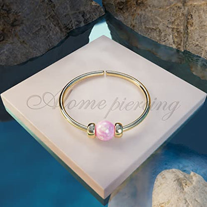 925 Sterling Silver & 14K Gold Filled Nose Ring Hoop Handmade Piercing Jewelry For Women - 24 Gauge 2mm,7mm Tiny Nose Ring with Opal - Gift Ready - color: Pink Opal Gold