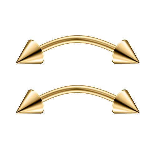 Ruifan 12pcs Surgical Steel Tiny Curved Eyebrow Ear Navel Belly Lip Ring Barbell Piercing Jewelry 20g 6mm/8mm/10mm - style: 12PCS - 20G 3/8" w Spikes