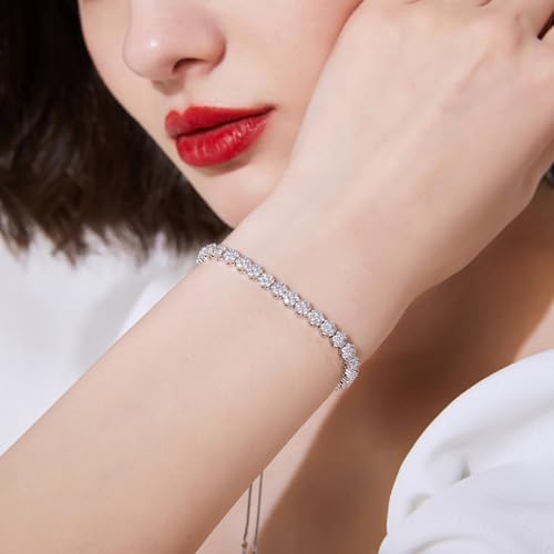 14K Gold Moissanite Tennis Bracelet For Women, D Color VVS1 Brilliant Cut, Adjustable Bracelet, Delicate Valentine's Day Gift - color: Flower Style-1