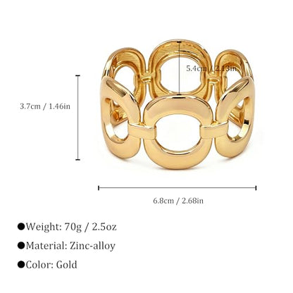 Chunky Gold Bangle Bracelets for Women Statement Bracelet for Dainty Charm Women Jewelry - color: Gold O Shape Bracelet