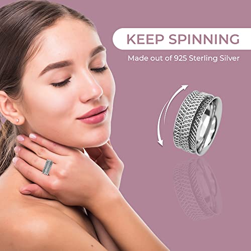 Shop LC 925 Sterling Silver Fidget Spinner Ring for Women - color: Checker Box