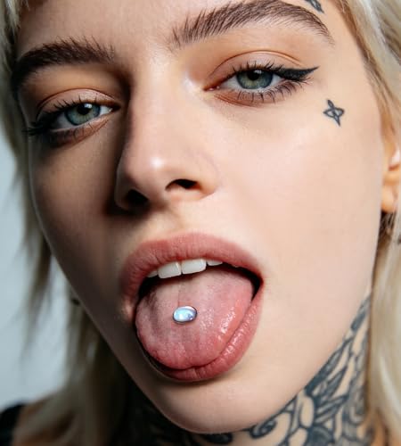 Surgical Steel Tongue Ring Straight Barbell Body Piercing for Women | Hypoallergenic for Women & Men F136 Implant Grade Pure Titanium for Sensitive , Waterproof and Non-Tarnish