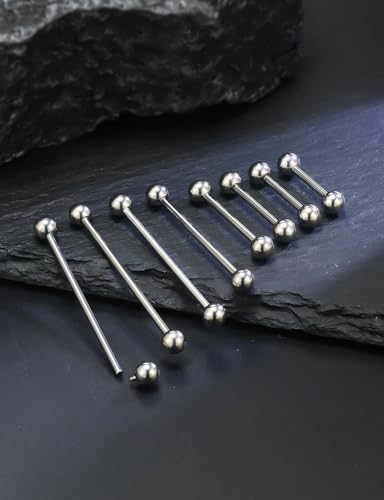 2G 4G 6G 8G 10G 12G 14G 16G Astm F136 Titanium Internally Threaded Nipple Tongue Rings Piercing Jewelry Industrial Straight Barbell Tongue Nipple Ring Bridge Piercing Jewelry For Women Men - size: 14 Gauge-16MM