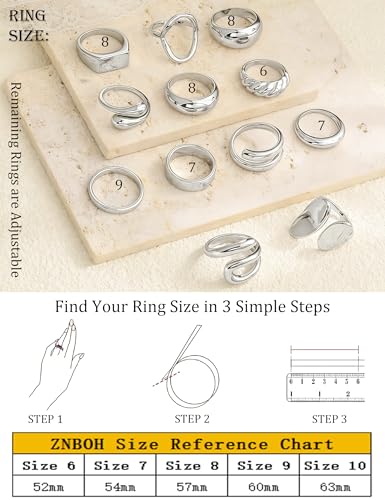 12 PCS Chunky Gold Stackable Rings for Women Non Tarnish 18K Gold Plated Statement Ring Stack Set Silver Adjustable Stacking Thumb Knuckle Band Dainty Open Rings Signet Cute Jewelry Gift - color: 12Pcs Silver