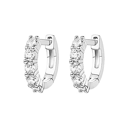 PAVOI 14K Gold Plated Huggie Earrings for Women - Gold Earrings Hoops with Heart Shaped Cubic Zirconia - Hypoallergenic Cartilage Trendy Fashion Huggie Hoop - Dainty Romantic Everyday Jewelry - color: White Gold