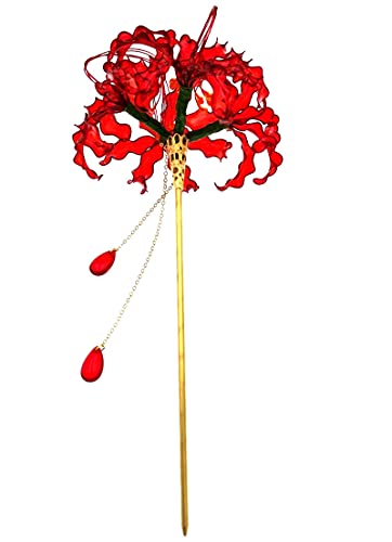 Handmade Lycoris Radiata Flower Hairpin,Kanzashi Hair Stick for Kimono Hair Accessories, Cosplay Decor Ornament Women Girl Jewellery 1pc