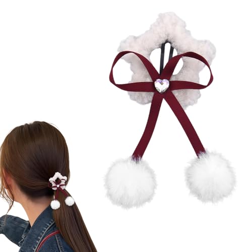 Star Bow Hair Clips Accessories Holiday Christmas Barrettes for Girls Womens Princess Hair Bows for Party Snap Hairclip Barrettes for Daily Use Fluffy Plush Side Clip Non Slip Dance Festival Hairclips - color: Star Bow Hair Clips
