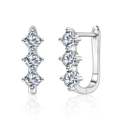 Cubic Zirconia Hoop Earrings for Women Small Huggie Hoops, 12MM - color: Silver