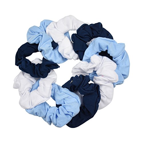 9 Pack Scrunchies Hair Ties (White Navy Light Blue) - color: White Navy Light Blue
