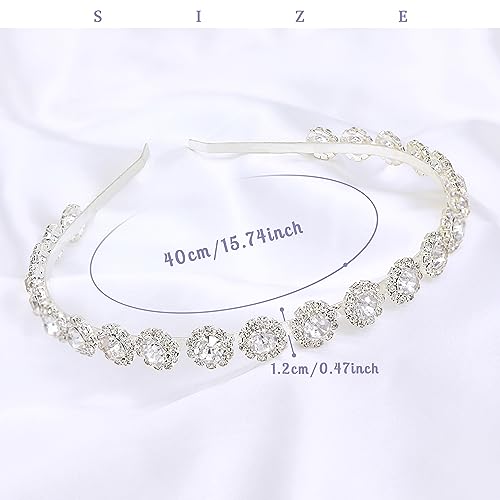 Bridal Headpiece Wedding Headband with Crystal and Hair Accessories (Silver, 5.5'') - color: Silver