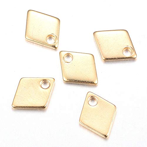 Mega Pet 100pcs Stainless Steel Geometric Rhombus Pendants Charms Golden Jewelry Charms DIY Accessories for Bracelets Necklaces Jewerly Making - size: 9x7x1m#Rhombus