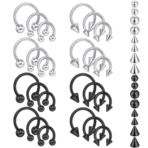 intera 16G Surgical Steel Septum Rings Lip Rings Horseshoe Hoop - Nose, Eyebrow Tragus Daith Helix Piercing Jewelry for Women Men, 6-12mm - size: 16G(1.2mm) 6mm(1/4)