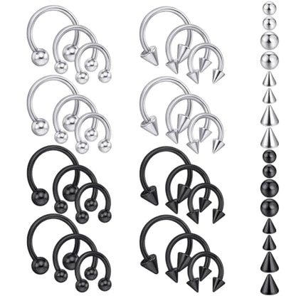 intera 16G Surgical Steel Septum Rings Lip Rings Horseshoe Hoop - Nose, Eyebrow Tragus Daith Helix Piercing Jewelry for Women Men, 6-12mm - size: 16G(1.2mm) 6mm(1/4)