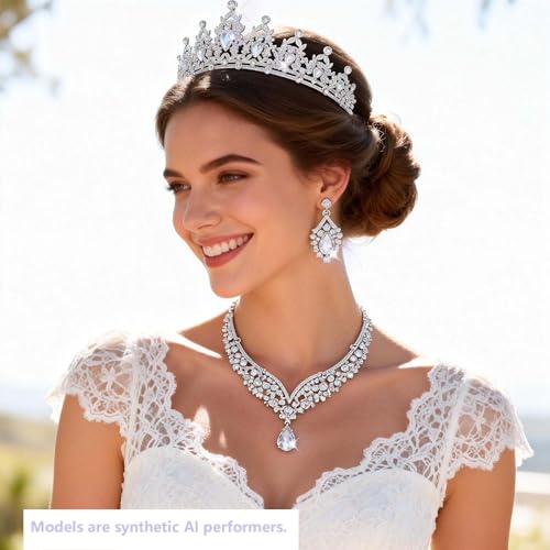 Kamirola - Queen Crown and Tiaras Princess Crown for Women Crystal Headbands for Bridal, Princess for Wedding and Party - color: Silver