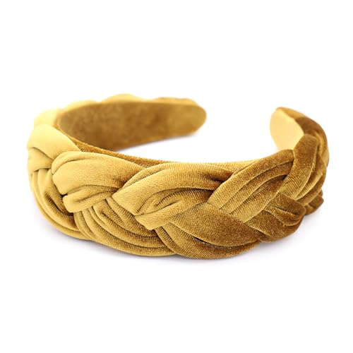 Yellow Headbands for Women Braided Headbands Velvet Padded Hairbands Cute Hair Accessories for Women Girl - color: Yellow