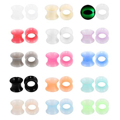 Xpircn 30Pcs Silicone Ear Gauges Flexible Ear Tunnels Plugs Stretchers Expander Double Flared Flesh Ear Piercing Jewelry for Women Men - style: Gauge:7/8"(22mm)
