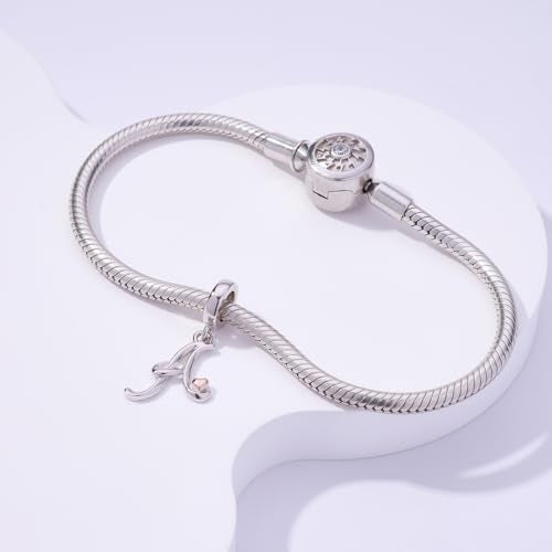 Letter Charms for Pandora Bracelets 925 Sterling Silver Alphabet Initial Charms Bead Jewelry Gift for Women - style: Initial A