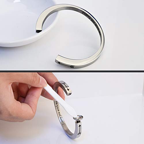 Dletay Urn Bracelet Cremation Bracelet for Ashes Memorial Ashes Bracelet Openable Cuff Bangle Bracelet - color: I carry you-Silver