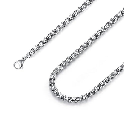 FOSIR Mens Chain Necklaces, Stainless Steel Rolo Chain Necklace for Men and Women, Silver Tone Box Chains for Men, Wide 2/3/4/5mm - size: 18.0 Inch long, style: 5mm-stainless steel