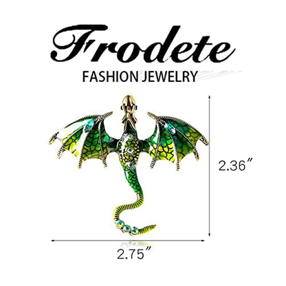Collar Chain Pin for Men and Women - Hanging Tassel Brooch Lapel Pin for Business Suits - Bar Pin With Long Chain - Gifts - color: O: Dragon brooch green