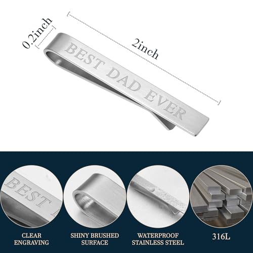 HAWSON Father of the Bride and Groom Tie Clip Best Man Skinny Stainless Steel Marriage Tie Bar Wedding Gift for Man - style: 2''-BEST DAD EVER