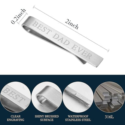 HAWSON Father of the Bride and Groom Tie Clip Best Man Skinny Stainless Steel Marriage Tie Bar Wedding Gift for Man - style: 2''-BEST DAD EVER