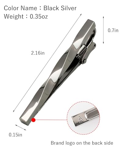 [TAVARAT] Tie Clip Tie Clips for Men twist type Black Silver Tie Bar Tie Pin Tps-077 - style: 3set