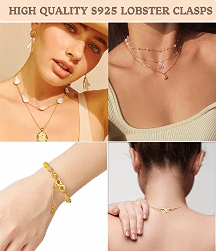 Dailyacc S925 Double Opening Lobster Clasp Sterling Silver and Gold Necklace Bracelet Extender Clasps and Closures for DIY Jewelry - color: Gold 3Pcs, size: 15.5mm × 7.5mm