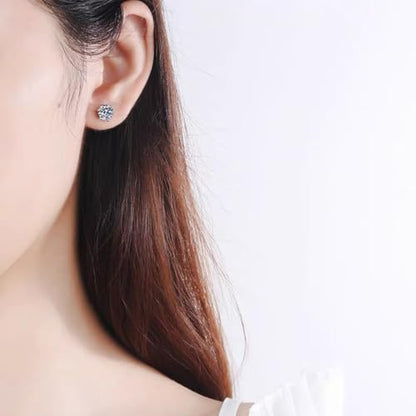 Dainty Solitaire Necklaces Stud Earrings Set For Women,White Gold Plated Simple Prom Jewelry Set Cubic Zirconia Pendant Choker Necklace And Earring Sets Wedding Jewelry For Bridal - color: 6 Prong necklace stud set