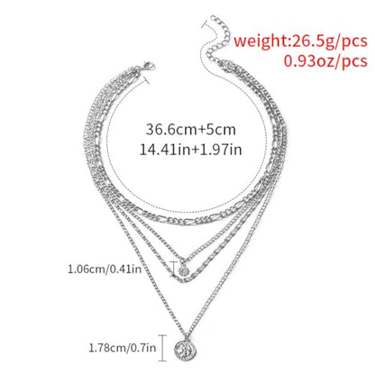 GIGB PBDK Layered Necklaces for Women Dainty 14K Gold Coin Sun Pendant Necklace Exaggerated Stackable Figaro Choker Necklace Trendy Birthday Jewelry Presents