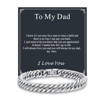 Supcare Unique Anniversary Birthday Valentines Fathers Day Stainless Steel Cuban Link Bracelets for Men Him, To My Man Dad Husband Love Always Remember Wrist Chain Bracelet Jewelry Gifts - color: A-Steel 04 To My Dad, size: 7.5 Inches-8mm Width