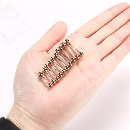 GAGABODY 5 Pairs Nipple & Tongue Rings - 14G Surgical Steel Screw Barbell - Straight, 12mm-20mm - color: Rose Gold