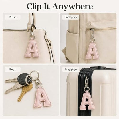 Initial Letter Keychain,Stainless Steel,Colorful Faux Leather Keyring for Backpack,Purse,Car Keys,Gift for Men Women - color: A