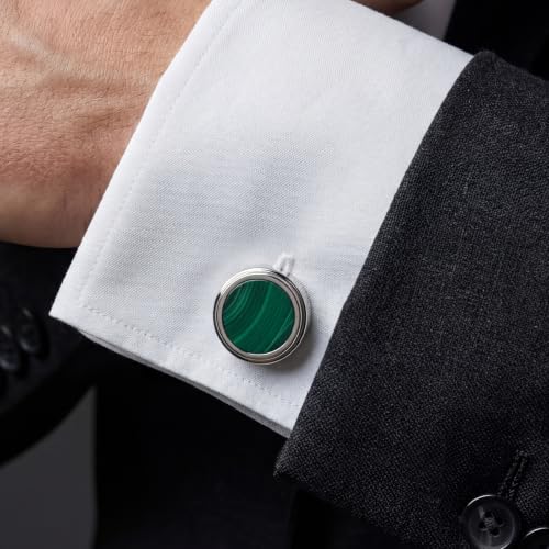 Cufflinks for Men, Stainless Steel Tuxedo Cuff Links Classic | Stainless Steel, 0.5 inch Lead-Free and Nickel-Free, groom Wedding Business Party, Gift for boyfriend Husband father - color: Green