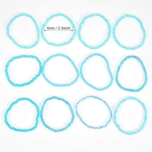 Bohemian Multilayer Beaded Stackable Stretch Bracelets for Women Colorful Crystal Glass Resin Seed Beads Elastic Wristbands BFF Friendship Summer Beach Hawaii Jewelry - color: Blue
