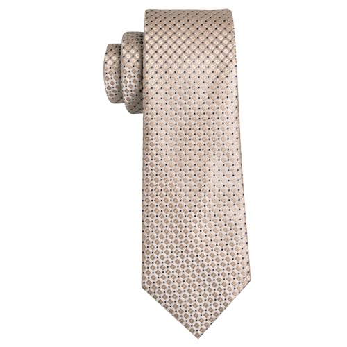YOHOWA Men Plaid/Striped Ties Clip Set Silk Necktie Pocket Square Cufflinks | Woven Classic,Formal/Casual Mens Tie,Pocket Square Cufflinks Set,Luxury,Business,Wedding,Party,Prom,Graduation - color: Champagne Gold