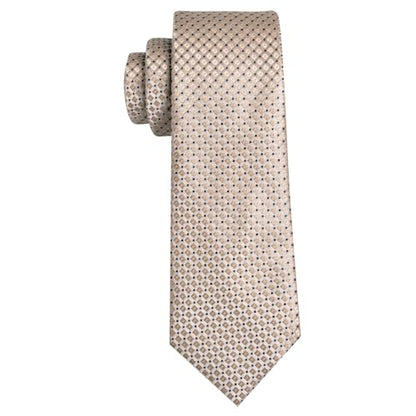 YOHOWA Men Plaid/Striped Ties Clip Set Silk Necktie Pocket Square Cufflinks | Woven Classic,Formal/Casual Mens Tie,Pocket Square Cufflinks Set,Luxury,Business,Wedding,Party,Prom,Graduation - color: Champagne Gold