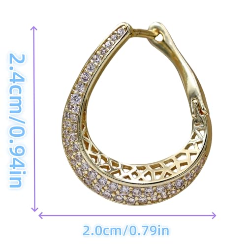 18K Gold Plated Flower Dangle Earrings for Women, Hypoallergenic Cubic Zirconia Earrings, Elegant CZ Drop Earrings, Statement Jewelry Gifts Party Fashion - style: OBS7520-HollowTeardrop