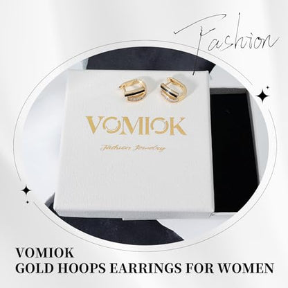 Gold Silver Huggie Hoop Earrings for Women 18K Gold & Sterling Silver Plated Cubic Zirconia Hoop Earrings Double Hoops Earrings Hypoallergenic Non Tarnish Earings Jewelry Gift - color: Silver-B