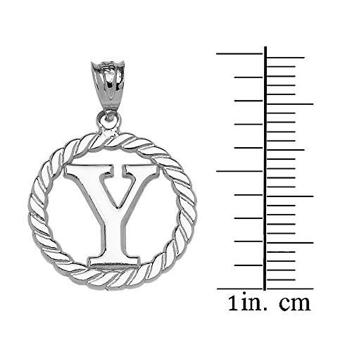 Claddagh Gold Fine 925 Sterling Silver Personalized Initial A-Z Roped Circle Charm Pendant - style: Y