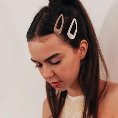 20 PCS Metal Snap Hair Clips Water Drop No Slip Barrettes for Women Bright Small Hair Clips For Thick And Thin Fine Hair,Black Beige Brown,1.97 x 0.5 In. - color: Black Beige Brown