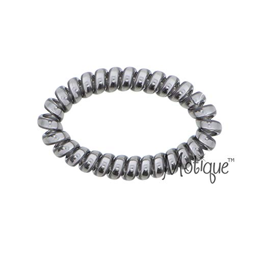 Shiny Coil Pony Holders Phone Cord Hair Ties - Set of 18 (Silvers) - color: Silvers