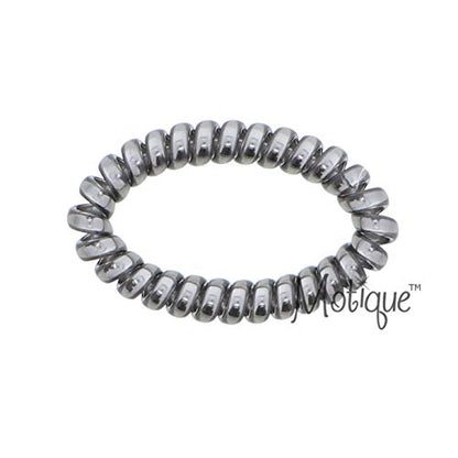 Shiny Coil Pony Holders Phone Cord Hair Ties - Set of 18 (Silvers) - color: Silvers
