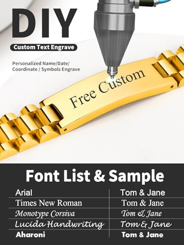 ChainsHouse Men Stainless Steel Bracelet Adjustable Custom ID Engraved Gift | Personalized Silver/Gold/Black for Birthday Father Husband Boyfriend with Gift Box Adjustable Tool 10mm/15mm/15.5mm 8.3"/8.7" - color: L.15mm Width-Gold-Text Custom