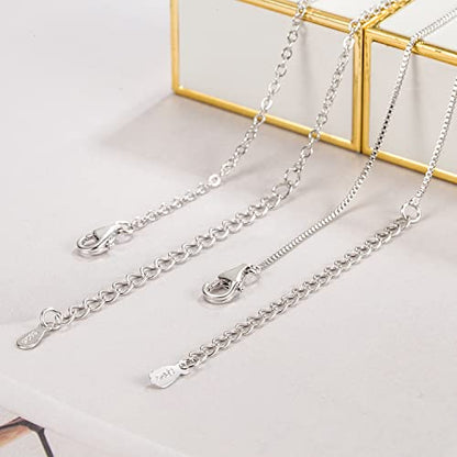 Dankadi Italian 925 Sterling Silver Necklace For Women 0.9mm Box Chain 1.3mm Rolo Chain O-Chain Lobster Claw Clasp - Pendant Chain - 16 "18" 20 "22" 24 "26" Jewelry Gift - color: Box Chain, size: 28 inches