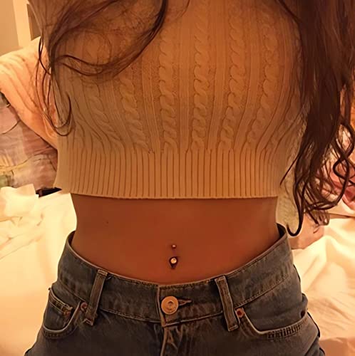 Incaton 14G Belly Button Rings, Stainless Steel Diamond Short Bar Belly Rings For Women, 6mm/10mm Hypoallergenic Navel Piercings With Gift Velvet Pouch - color: Silver 10mm