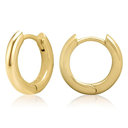 14K Gold Plated Sterling Silver Enamel Color Huggie Hoop Earrings for Women – Wide Range of Vibrant Color Options Available - color: Gold