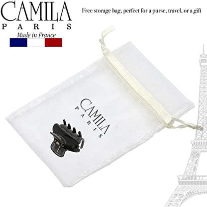 Camila Paris CP3554 French Small Hair Clips for Women, 1.5" Small Claw Clip Fashion Styling Mini Hair Clip Accessories for Women, Strong Hold No Slip Grip Cute Claw Clips, Made in France - color: Black 1.5"