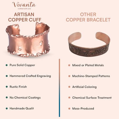 Copper Bracelets for Women – Adult Handmade Vintage Boho Copper Cuff Bracelet, Adjustable Open Cuff, Rustic Hammered Finish, Solid Copper Artisan Jewelry Gift for Her